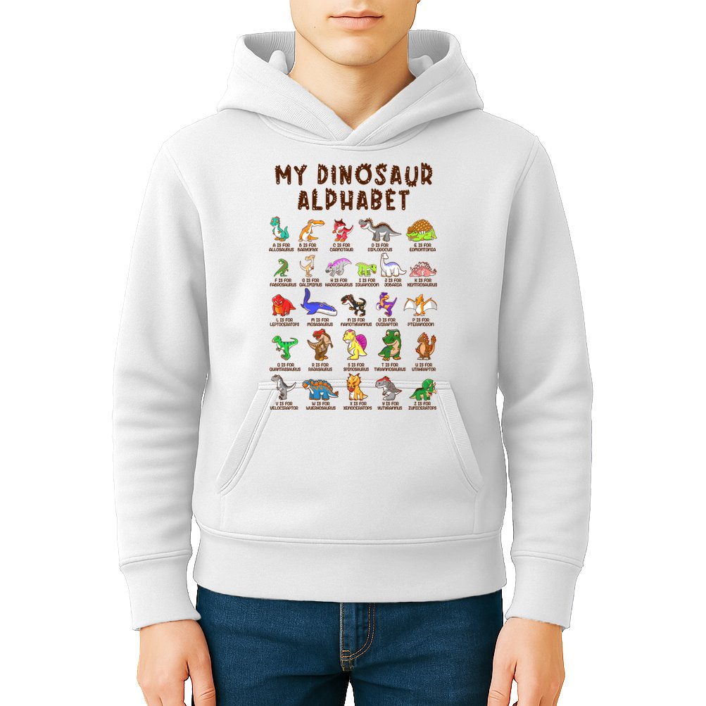 Types Of Dinosaurs Alphabet Dino Identification Meaningful Gift Kids Hoodie