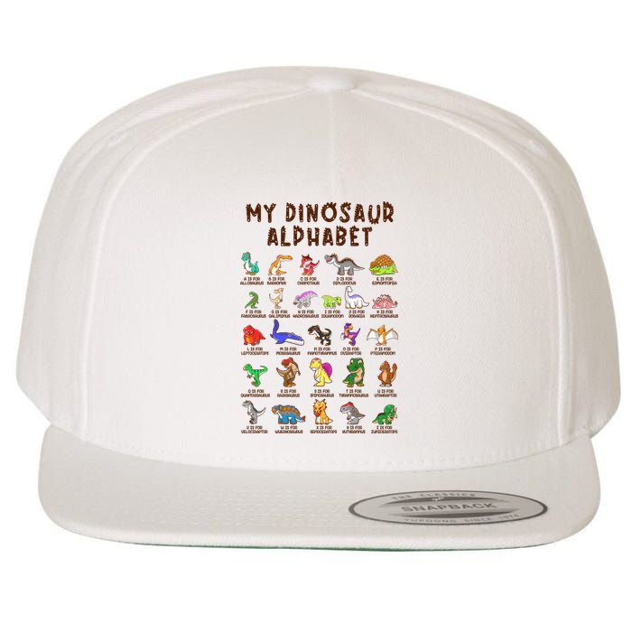 Types Of Dinosaurs Alphabet Dino Identification Meaningful Gift Wool Snapback Cap