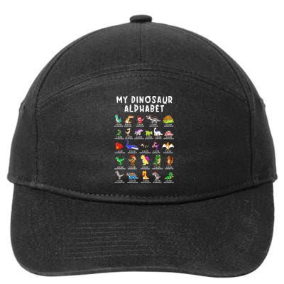 Types Of Dinosaurs Alphabet Dino Identification 7-Panel Snapback Hat