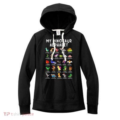 Types Of Dinosaurs Alphabet Dino Identification Women's Fleece Hoodie