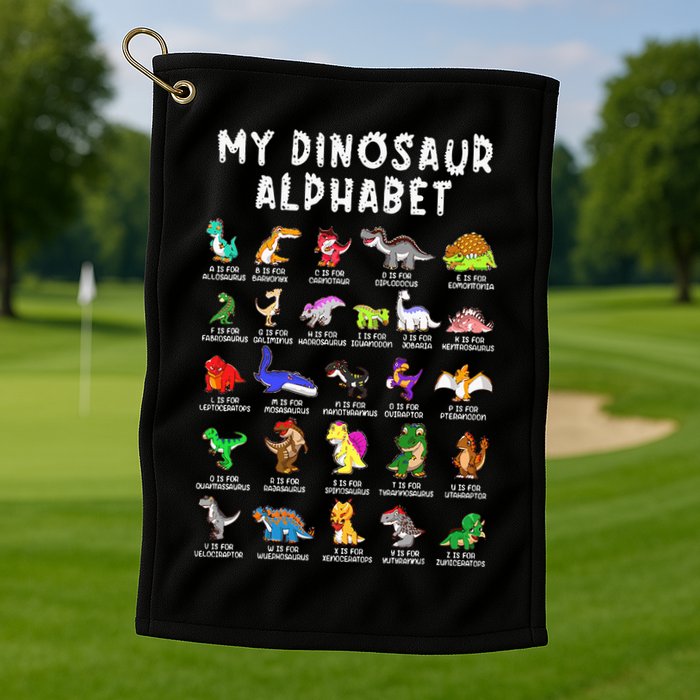 Types Of Dinosaurs Alphabet Dino Identification Golf Towel