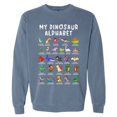 Types Of Dinosaurs Alphabet Dino Identification Garment-Dyed Sweatshirt
