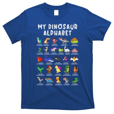 Types Of Dinosaurs Alphabet Dino Identification T-Shirt
