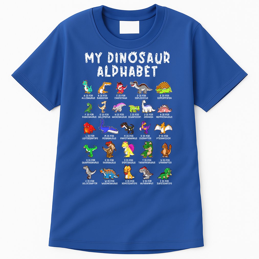 Types Of Dinosaurs Alphabet Dino Identification Tall T-Shirt