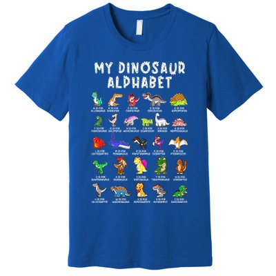 Types Of Dinosaurs Alphabet Dino Identification Premium T-Shirt