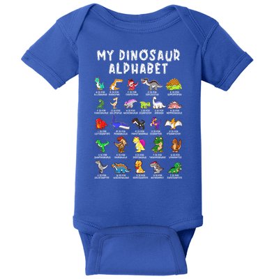 Types Of Dinosaurs Alphabet Dino Identification Baby Bodysuit