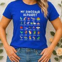 Types Of Dinosaurs Alphabet Dino Identification Womens T-Shirt
