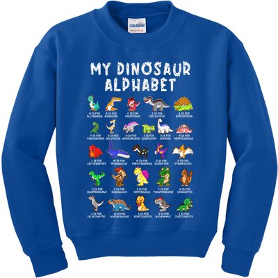 Types Of Dinosaurs Alphabet Dino Identification Kids Sweatshirt