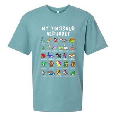 Types Of Dinosaurs Alphabet Dino Identification Sueded Cloud Jersey T-Shirt