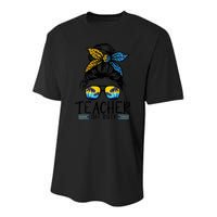 Teacher Off Duty Messy Bun Last Day Of School Teacher Summer Youth Performance Sprint T-Shirt