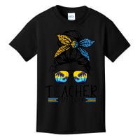 Teacher Off Duty Messy Bun Last Day Of School Teacher Summer Kids T-Shirt