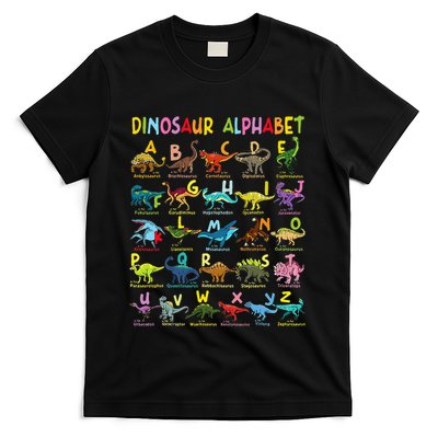 Types Of Dinosaurs Alphabet AZ ABC Dino Identification T-Shirt