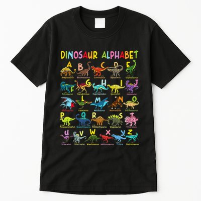 Types Of Dinosaurs Alphabet AZ ABC Dino Identification Tall T-Shirt