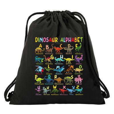 Types Of Dinosaurs Alphabet AZ ABC Dino Identification Drawstring Bag
