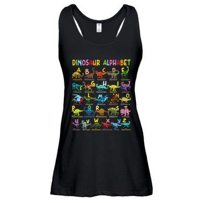 Types Of Dinosaurs Alphabet AZ ABC Dino Identification Ladies Essential Flowy Tank