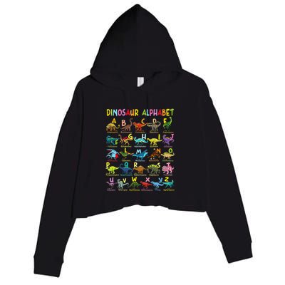 Types Of Dinosaurs Alphabet AZ ABC Dino Identification Crop Fleece Hoodie