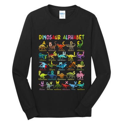 Types Of Dinosaurs Alphabet AZ ABC Dino Identification Tall Long Sleeve T-Shirt