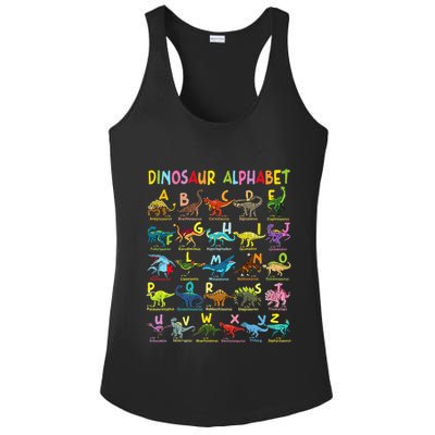 Types Of Dinosaurs Alphabet AZ ABC Dino Identification Ladies PosiCharge Competitor Racerback Tank