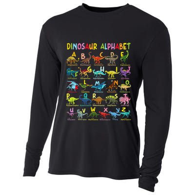 Types Of Dinosaurs Alphabet AZ ABC Dino Identification Cooling Performance Long Sleeve Crew