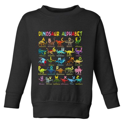 Types Of Dinosaurs Alphabet AZ ABC Dino Identification Toddler Sweatshirt