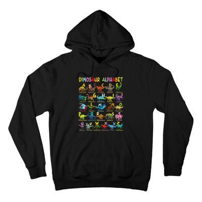 Types Of Dinosaurs Alphabet AZ ABC Dino Identification Tall Hoodie
