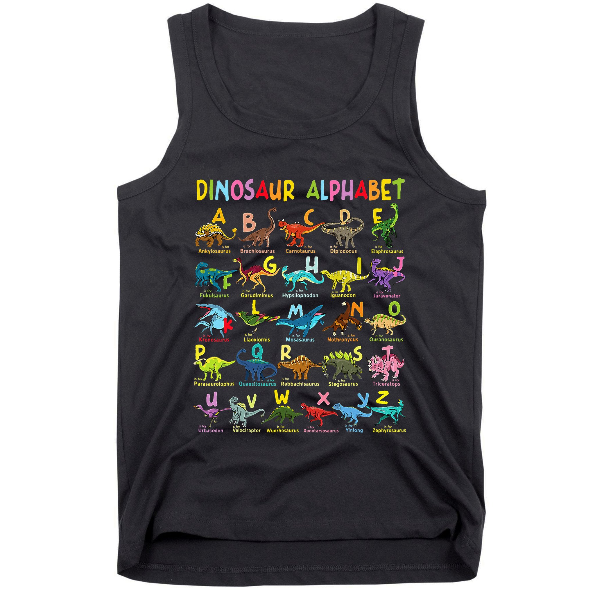 Types Of Dinosaurs Alphabet AZ ABC Dino Identification Tank Top
