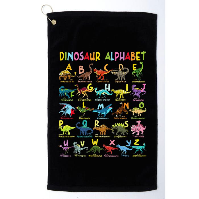 Types Of Dinosaurs Alphabet AZ ABC Dino Identification Golf Towel