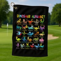 Types Of Dinosaurs Alphabet AZ ABC Dino Identification Golf Towel