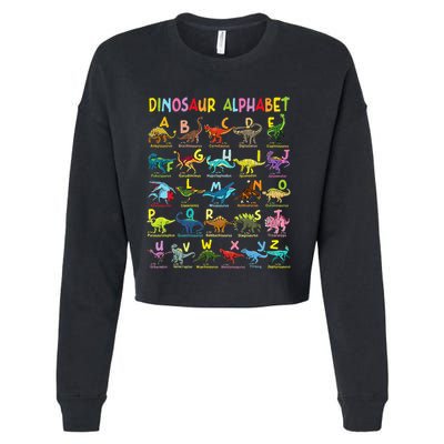 Types Of Dinosaurs Alphabet AZ ABC Dino Identification Cropped Pullover Crew