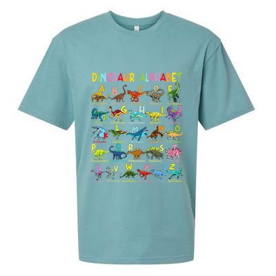 Types Of Dinosaurs Alphabet AZ ABC Dino Identification Sueded Cloud Jersey T-Shirt