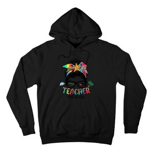 Teacher Off Duty Messy Bun Wo Summer End Of School Year Hoodie