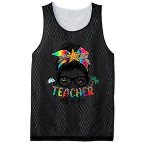 Teacher Off Duty Messy Bun Wo Summer End Of School Year Mesh Reversible Basketball Jersey Tank