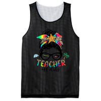 Teacher Off Duty Messy Bun Wo Summer End Of School Year Mesh Reversible Basketball Jersey Tank