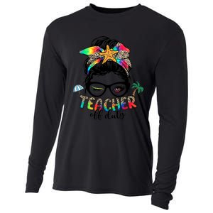 Teacher Off Duty Messy Bun Wo Summer End Of School Year Cooling Performance Long Sleeve Crew