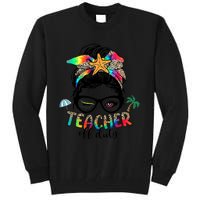 Teacher Off Duty Messy Bun Wo Summer End Of School Year Tall Sweatshirt