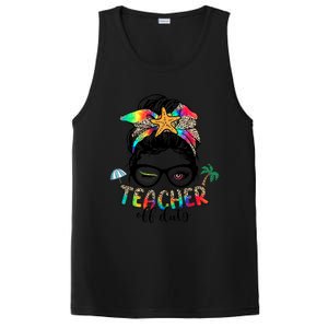 Teacher Off Duty Messy Bun Wo Summer End Of School Year PosiCharge Competitor Tank