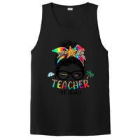 Teacher Off Duty Messy Bun Wo Summer End Of School Year PosiCharge Competitor Tank