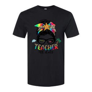 Teacher Off Duty Messy Bun Wo Summer End Of School Year Softstyle CVC T-Shirt