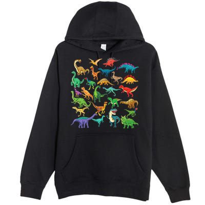 Types Of Dinosaurs Graphics Dino Identification Premium Pullover Hoodie