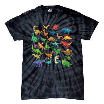 Types Of Dinosaurs Graphics Dino Identification Tie-Dye T-Shirt