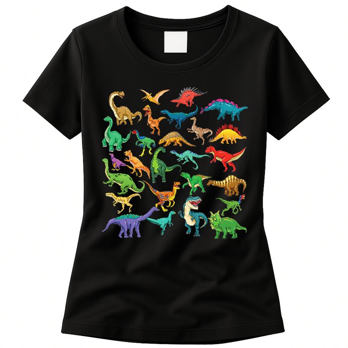 Types Of Dinosaurs Graphics Dino Identification Womens T-Shirt