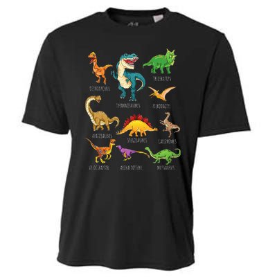 Types Of Dinosaurs Graphics Dino Identification Cooling Performance Crew T-Shirt