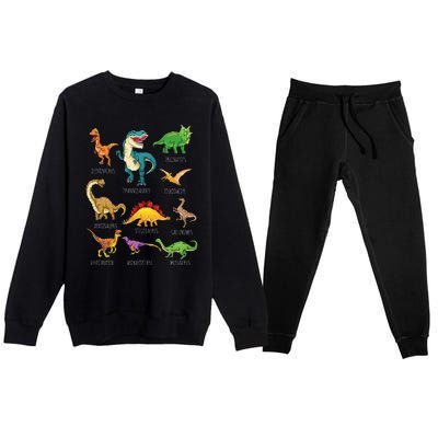 Types Of Dinosaurs Graphics Dino Identification Premium Crewneck Sweatsuit Set