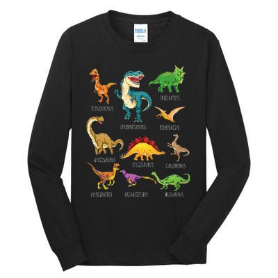 Types Of Dinosaurs Graphics Dino Identification Tall Long Sleeve T-Shirt