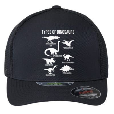 Types Of Dinosaurs  Dinosaur Lover Flexfit Unipanel Trucker Cap