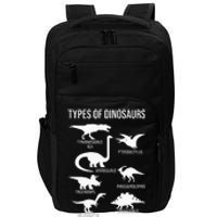 Types Of Dinosaurs  Dinosaur Lover Impact Tech Backpack