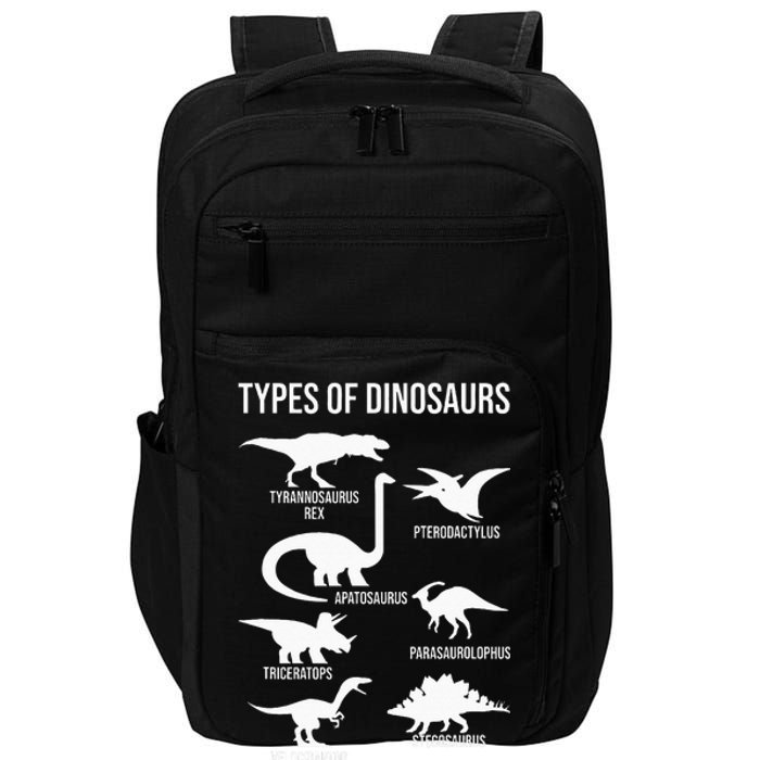 Types Of Dinosaurs  Dinosaur Lover Impact Tech Backpack