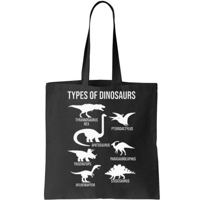 Types Of Dinosaurs  Dinosaur Lover Tote Bag