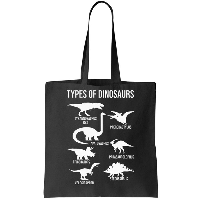 Types Of Dinosaurs  Dinosaur Lover Tote Bag