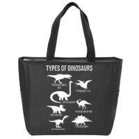 Types Of Dinosaurs  Dinosaur Lover Zip Tote Bag